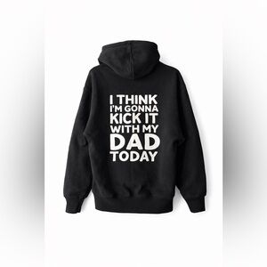 Small Shop. Original. Size small. Black Hoodie with Fun Dad Quote. Great.
